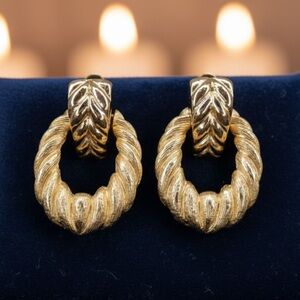 Dior Gold Textured Earrings
